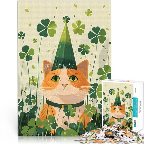 Orange Katze St. Patricks Day Teenager-Puzzles 1000 Teile Anspruchsvolles Spiel und Familienspaß Tolles Geschenk für Spiele 38x26cm von SYUNFEI