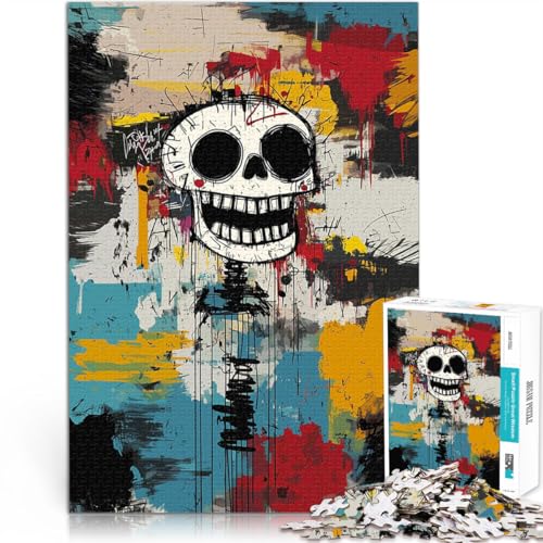 Original Happy Skull Graffiti-Kunst Puzzle 1000 Teile für Erwachsene Quizspiel mit vollständig ineinander greifenden, zufällig geformten Teilen 38x26cm Original Happy Skull Graffiti-Kunst Puzzle 1000 Teile für Erwachsene Quizspiel mit vollständig ineinander greifenden, zufällig geformten Teilen 38x26cm von SYUNFEI