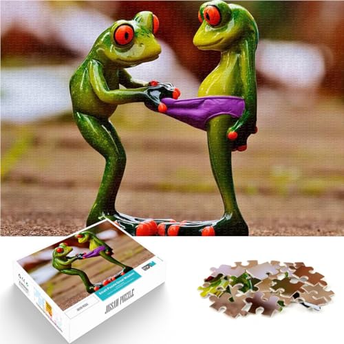 Paar LUSTIGE FRÖSCHE Teenager 1000-teiliges Puzzle Geschenke zum Suchbegriff: Herausfordernde Spiele Heimdekoration 38x26cm von SYUNFEI