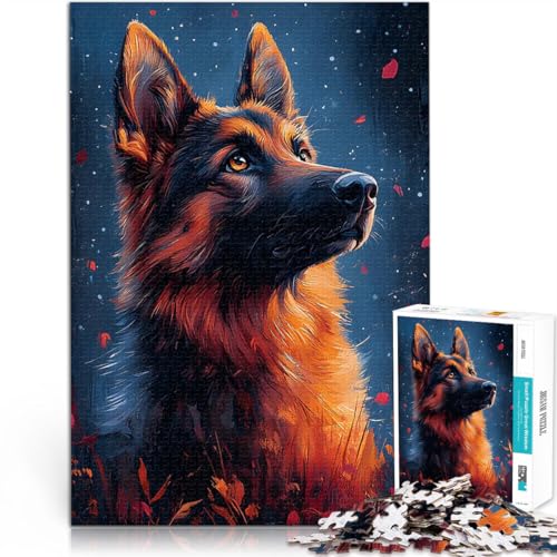 Porträt eines Deutschen Schäferhundes Puzzle 2000 Teile für Erwachsene Quizspiel mit vollständig ineinander greifenden, zufällig geformten Teilen 70x100cm von SYUNFEI