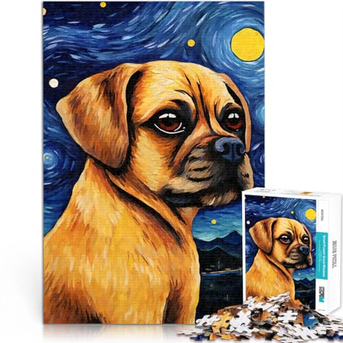 Puggle Hund Sternennacht 1000-teilige Puzzles für Teenager Spielzeug für die ganze Familie Lernspiel für Geburtstag, Weihnachten 38x26cm Puggle Hund Sternennacht 1000-teilige Puzzles für Teenager Spielzeug für die ganze Familie Lernspiel für Geburtstag, Weihnachten 38x26cm von SYUNFEI