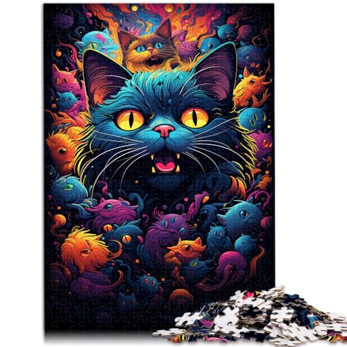 Puzzle für Erwachsene, 2000 Teile, Bunte psychedelische Katze, Denkspiel, Lernspiel für Geburtstag, Weihnachten, 27,56 x 39,37 Zoll von SYUNFEI