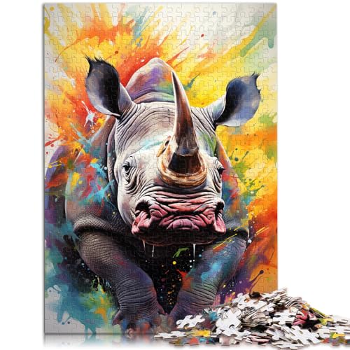 Puzzle für Erwachsene mit 1000 Teilen, Farbmalerei, Nashorn, Denkspiel, Lernspiel für Geburtstag, Weihnachten, 26x38cm, für Teenager ab 14 Jahren von SYUNFEI