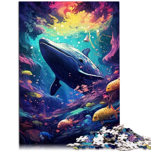 1000-teiliges Puzzle für Erwachsene, Wal zum Ausmalen, anspruchsvolles Spiel, Weihnachtswunschliste mit Weihnachtsmann, 50 x 75 cm, für Teenager ab 14 Jahren von SYUNFEI