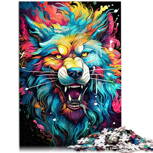 Puzzle für Erwachsene, 1000 Teile, Farbmalerei, Wolf, schwierig, 19,7 x 29,5 Zoll, Weihnachts- und Geburtstagsgeschenk, geeignet für Teenager ab 14 Jahren von SYUNFEI