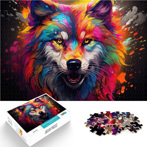 Puzzle für Erwachsene, 1000 Teile, farbenfrohes Wolfsgemälde, Familienaktivitätspuzzle, tolles Geschenk für Spiele, 19,7 x 29,5 Zoll, Puzzle für Erwachsene, 1000 Teile, farbenfrohes Wolfsgemälde, Familienaktivitätspuzzle, tolles Geschenk für Spiele, 19,7 x 29,5 Zoll, von SYUNFEI