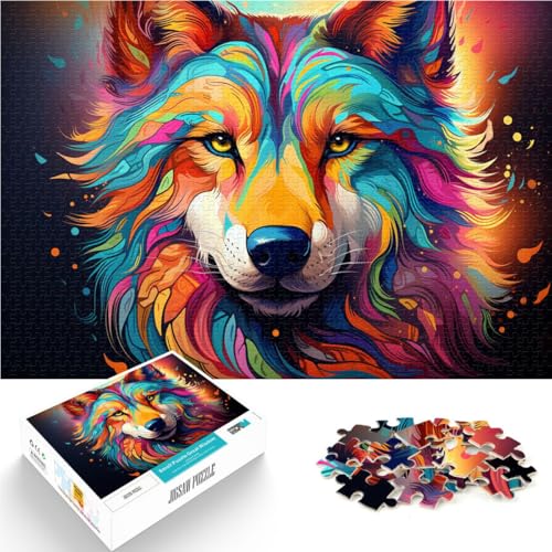 Puzzle für Erwachsene mit 2000 Teilen, farbenfrohes Wolfsgemälde, Denksportaufgabe, ganze Familie, 70 x 100 cm von SYUNFEI