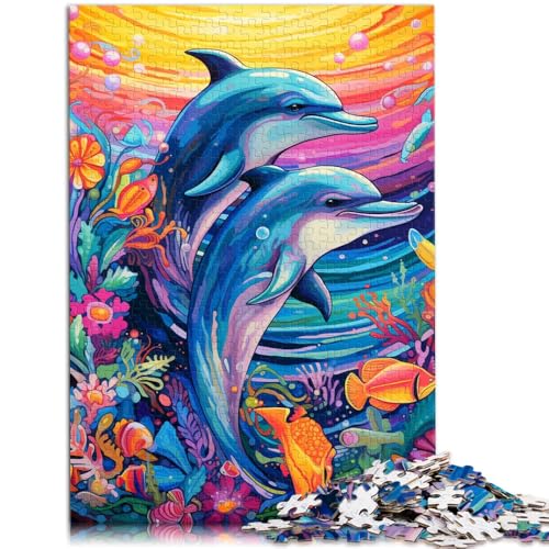 Puzzle für Erwachsene, 2000 Teile, farbige Delfine, Denkspiel, Weihnachtswunschliste mit Weihnachtsmann,70x100cm, für Jugendliche ab 14 Jahren von SYUNFEI