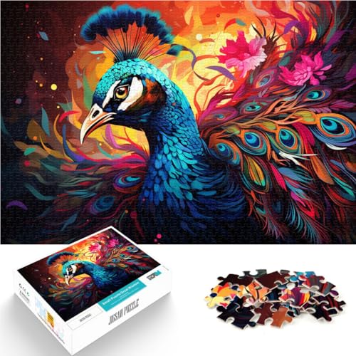 Puzzle, künstlerischer Pfau, Puzzle 1000 Teile, 50 x 75 cm, Holzbrettpuzzle, geeignet für Erwachsene und Kinder ab 14 Jahren, tolles Geschenk für Erwachsene Puzzle, künstlerischer Pfau, Puzzle 1000 Teile, 50 x 75 cm, Holzbrettpuzzle, geeignet für Erwachsene und Kinder ab 14 Jahren, tolles Geschenk für Erwachsene von SYUNFEI