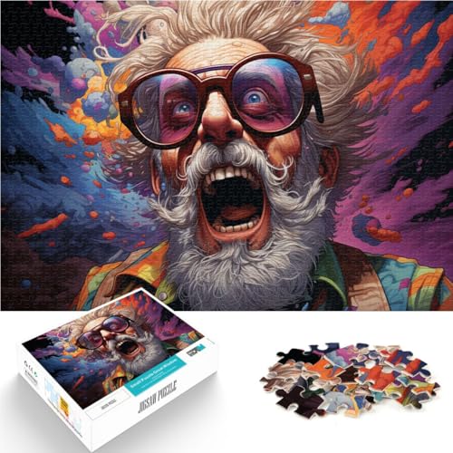 1000-teiliges Puzzle für Erwachsene, Puzzle Alter Mann, Quizspiel, Familienspiel, Stressabbau, schwieriges Herausforderungspuzzle, 14,96 x 20,47 Zoll von SYUNFEI