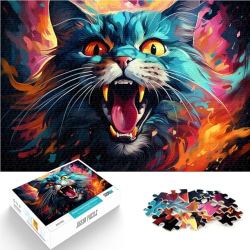 Puzzle für Erwachsene, 1000 Teile, bizarres Fantasy-Katzen-Quizspiel, Wanddekoration, einzigartige Geburtstags, 19,7 x 29,5 Zoll von SYUNFEI