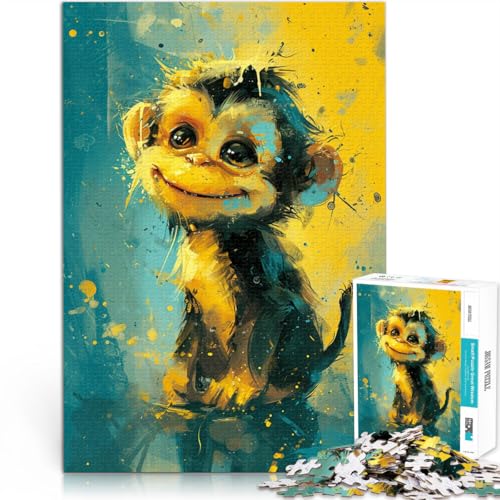 Puzzle 1000 Teile für Erwachsene, süßer Kleiner gelber AFFE, entspannendes intellektuelles Lernspielzeug, Heimkunstdekor, 10,27 x 14,96 Zoll von SYUNFEI
