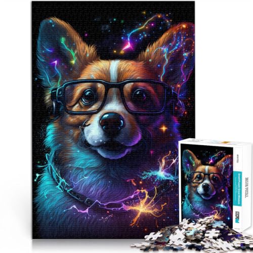 1000-teiliges Puzzle für Erwachsene, Corgi mit Brille, Quizspiel, Herausforderung für die Gehirnintelligenz, süchtig machendes Spielzeug, 26x38cm, für 14-Jährige von SYUNFEI