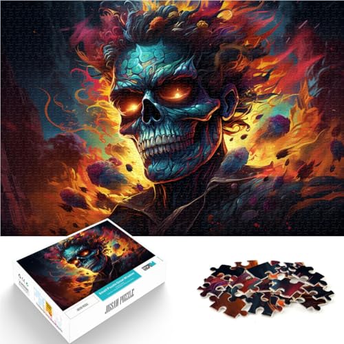 Puzzle für Erwachsene, 1000 Teile, feurige Totenköpfe, anspruchsvolles Spiel, einzigartige Heimdekoration und Geschenke, 14,96 x 20,47 Zoll von SYUNFEI
