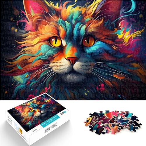 Puzzle für Erwachsene, 1000 Teile, Katzenkunst, Denkspiel, Spaß für zu Hause, Aktivitäten, Geburtstagsgeschenk, Reisegeschenk, 10,27 x 14,96 Zoll von SYUNFEI