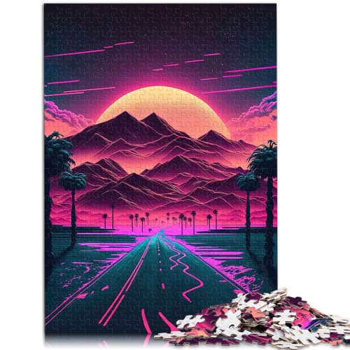 1000-teiliges Puzzle für Erwachsene, Neon-Sonnenaufgang, Berge, Spiele, Spielzeug, Geschenk, Lernspiel zum Geburtstag, Weihnachten, 10,27 x 14,96 Zoll von SYUNFEI