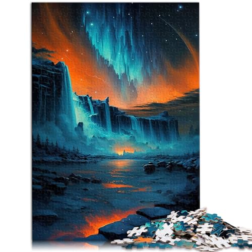 Puzzle 1000 Teile für Erwachsene, Niagarafälle, orangefarbener Himmel, zum Entspannen, intellektuelles Lernspielzeug, Kunstwerk, Geschenk, 10,27 x 14,96 Zoll von SYUNFEI