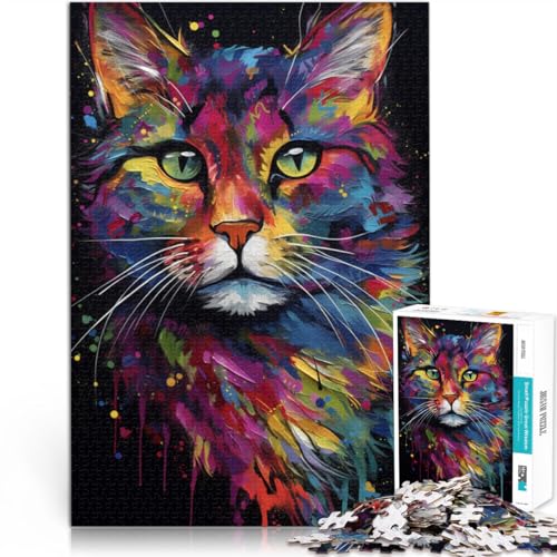 1000-teiliges Puzzle für Erwachsene, Porträt Einer schönen Katze, Quizspiel, Lernspiel für Geburtstag, Weihnachten,38x52cm von SYUNFEI
