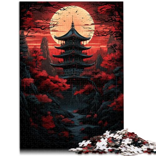 1000-teiliges Puzzle für Erwachsene, Roter Tempel, Dunkelheit des Mondes, Quizspiel, Wichtelgeschenke,38x52cm, für Teenager ab 14 Jahren von SYUNFEI