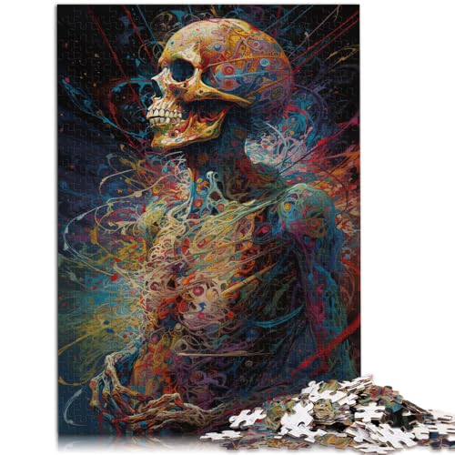 Puzzle für Erwachsene, 1000 Teile, Skelett mit Anatomie-Quizspiel, Weihnachtswunschliste mit Weihnachtsmann,38x52cm, für Teenager ab 14 Jahren von SYUNFEI