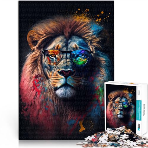 Puzzle für Erwachsene, 1000 Teile, Löwe mit Brille, Denkspiel, Lernspiel für Geburtstag, Weihnachten,38x52cm, für Teenager ab 14 Jahren von SYUNFEI