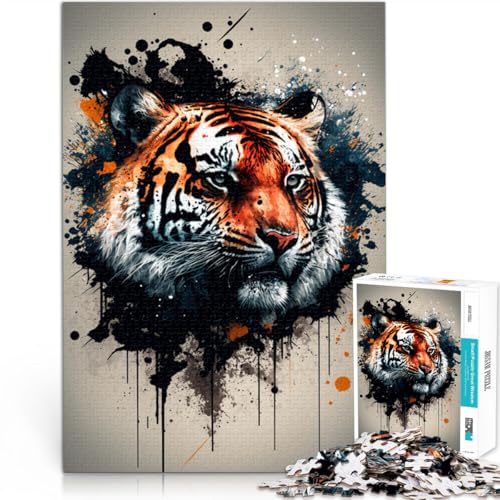 Puzzle für Erwachsene, 1000 Teile, Tigerkopf, Lernspielzeug, ganze Familie, 26x38cm, für Teenager ab 14 Jahren von SYUNFEI