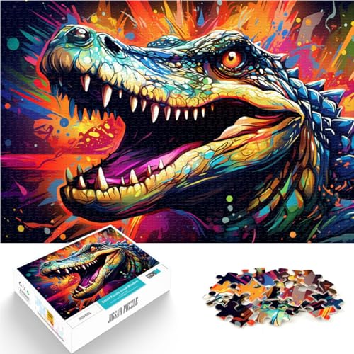 Puzzle für Erwachsene, 1000 Teile, farbenfrohes, wildes Krokodil, Quizspiel, tolles Geschenk für Spiele,50x75cm, für Teenager ab 14 Jahren von SYUNFEI