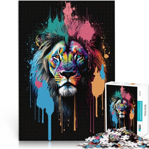 Puzzle 1000 Teile für Erwachsene, Art Neon Lion, anspruchsvolles, schwieriges Puzzle, 10,27 x 14,96 Zoll, Wichtelgeschenke für Teenager ab 14 Jahren von SYUNFEI