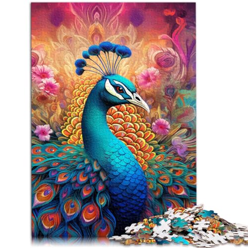 Puzzle für Erwachsene, 1000 Teile, Psychedelischer Pfau, Puzzle – Herausforderndes Spiel, Weihnachtspuzzle, Geschenke, 14,96 x 20,47 Zoll von SYUNFEI