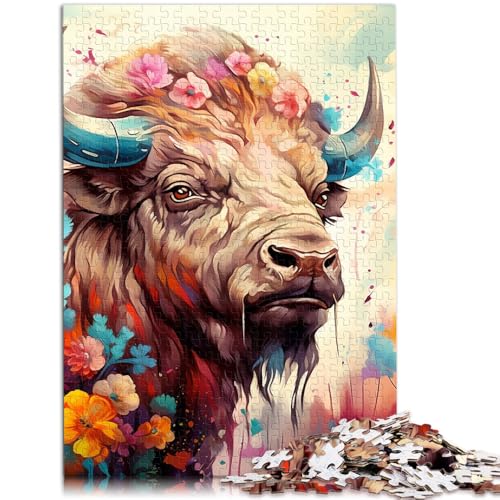 Puzzle für Erwachsene, 1000 Teile, Tier-Büffel, anspruchsvolles Spiel, Weihnachtswunschliste mit Weihnachtsmann, 19,7 x 29,5 Zoll, von SYUNFEI