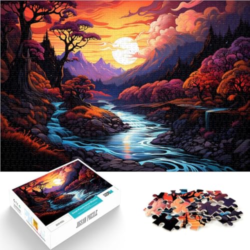 Puzzle für Erwachsene, 1000 Teile, farbenfrohe Flusskunst, anspruchsvolles Spiel, Lernspiel für Geburtstag, Weihnachten,38x52cm von SYUNFEI