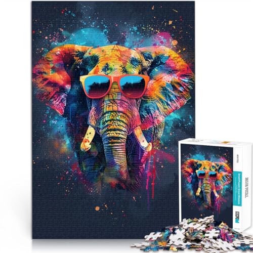Puzzle für Erwachsene, 1000 Teile, Elefant mit Sonnenbrille, Quizspiel, Stressabbau, schwierige Herausforderung, 50 x 75 cm, für Jugendliche ab 14 Jahren Puzzle für Erwachsene, 1000 Teile, Elefant mit Sonnenbrille, Quizspiel, Stressabbau, schwierige Herausforderung, 50 x 75 cm, für Jugendliche ab 14 Jahren von SYUNFEI
