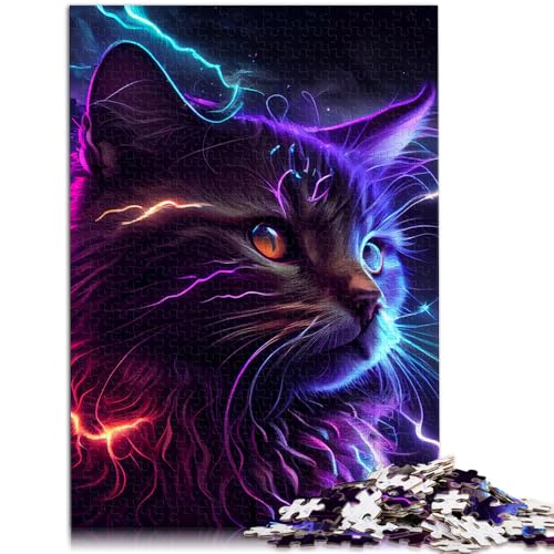 Puzzle 1000 Teile für Erwachsene Lightning Cosmic Cat AI Art Stressabbau-Spielzeug 10,27 Zoll x 14,96 Zoll Trainieren Sie Ihr Gehirn und Ihre Hände von SYUNFEI