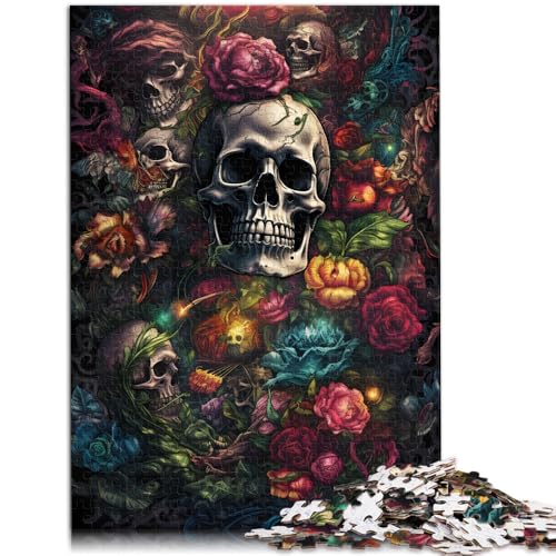 Puzzle 2000 Teile für Erwachsene Totenkopf und Rosen Totenkopfrose Interessantes Puzzle zur Stressreduzierung 27,56 Zoll x 39,37 Zoll Wanddekoration Einzigartige Geburtstagsgeschenke von SYUNFEI