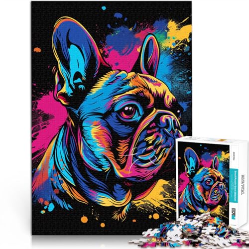 1000-teiliges Puzzle für Erwachsene, Französische Bulldogge, Kunst-Quizspiel, tolles Geschenk für die ganze Familie, 26x38cm, für Teenager ab 14 Jahren von SYUNFEI
