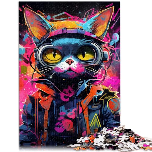 Puzzle für Erwachsene, 1000 Teile, futuristische Katze, anspruchsvolles Spiel, Puzzle, tolles Geschenk für Spiele,50x75cm, geeignet für Teenager ab 14 Jahren von SYUNFEI