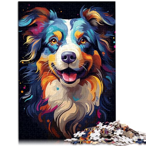 1000-teiliges Puzzle für Erwachsene, Australian Shepherd-Quizspiel mit vollständig ineinander greifenden, zufällig geformten Teilen, 19,7 x 29,5 Zoll von SYUNFEI