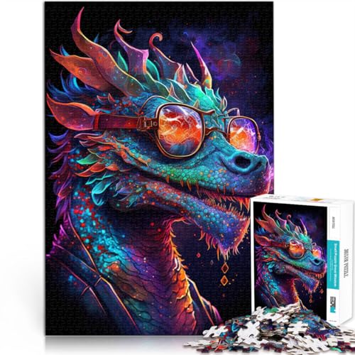 Puzzle für Erwachsene, 2000 Teile, „Cosmic Dragon trägt eine Brille“, Denkspiel, geeignet für Paare, 27,56 x 39,37 Zoll, für Teenager ab 14 Jahren von SYUNFEI