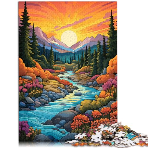 Puzzle für Erwachsene, 1000 Teile, Berge, Wildblumen bei Sonnenuntergang, Puzzle – anspruchsvolles Spiel, lustiges Geschenk, 19,7 x 29,5 Zoll von SYUNFEI