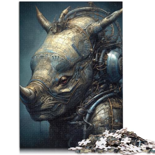 Puzzle für Erwachsene mit 1000 Teilen, biomechanisches Nashorn-Denkspiel, Lernspiel für Geburtstag, Weihnachten, 26x38cm, für Teenager ab 14 Jahren von SYUNFEI
