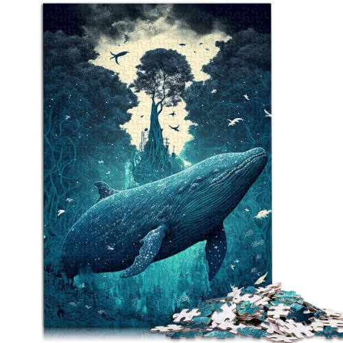Puzzle 1000 Teile für Erwachsene Blauwal im Dschungel Cartoon-Puzzle 19,7 Zoll x 29,5 Zoll Lustige Puzzles von SYUNFEI