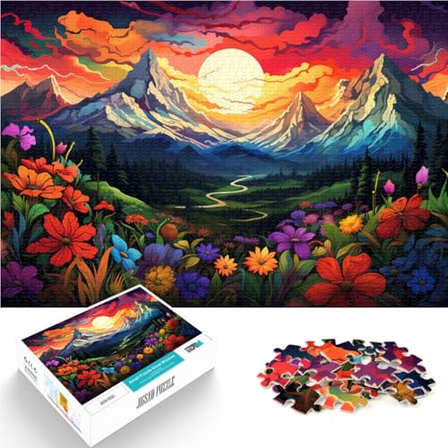Puzzle für Erwachsene mit 1000 Teilen, Blumen und Berge. Das Denkspiel eignet ganze Familie. 10,27 Zoll x 14,96 Zoll von SYUNFEI