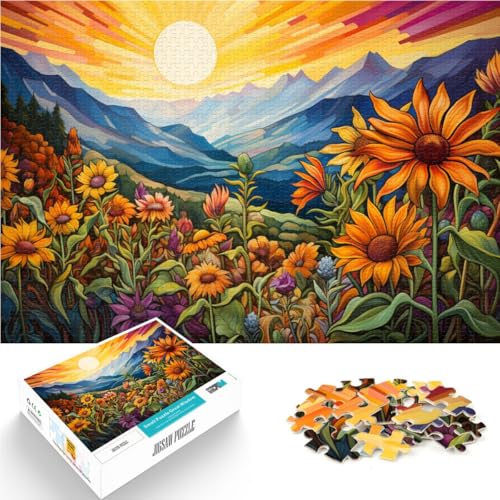 Puzzle Blumen und Berge bei Sonnenuntergang, 2000-teiliges Puzzle für Erwachsene, 27.56 in x39.37 in, Graukartenpuzzle für Erwachsene, anspruchsvolles Familienspiel, Geschenke Puzzle Blumen und Berge bei Sonnenuntergang, 2000-teiliges Puzzle für Erwachsene, 27.56 in x39.37 in, Graukartenpuzzle für Erwachsene, anspruchsvolles Familienspiel, Geschenke von SYUNFEI
