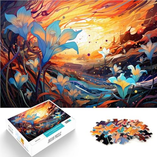Puzzle für Erwachsene, 1000 Teile, farbenfrohe Blumenkunst, Spiele, Spielzeug, Geschenk, ganze Familie, 14,96 x 20,47 Zoll von SYUNFEI