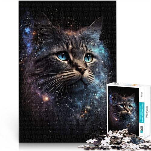 Das 1000-teilige Puzzle „Cosmic Galaxy Cat“ für Erwachsene ist eine pädagogische Herausforderung und eignet ganze Familie. Es misst 50 x 75 cm von SYUNFEI