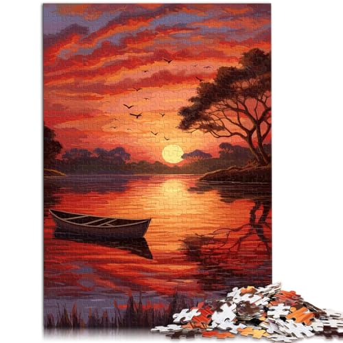 Puzzle für Erwachsene, 1000 Teile, Boots-Sonnenuntergang, pädagogische Herausforderung, Lernspiel für Geburtstag, Weihnachten,50x75cm, für Teenager ab 14 Jahren von SYUNFEI