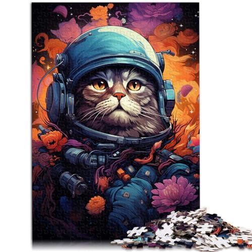 1000-teiliges Puzzle für Erwachsene, farbenfrohe Weltraumkatze, Quizspiel, Wanddekoration, einzigartige Geburtstags, 26x38cm von SYUNFEI