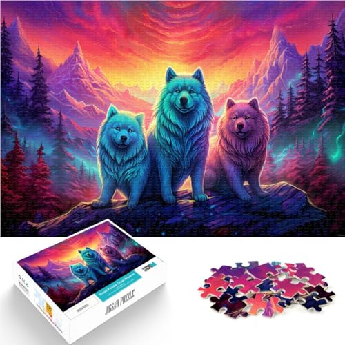 1000-teiliges Puzzle für Erwachsene, buntes Samojeden-Puzzle – anspruchsvolles Spiel, tolles Geschenk für Spiele,50x75cm, für Teenager ab 14 Jahren von SYUNFEI