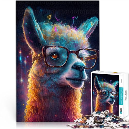 2000-teiliges Puzzle für Erwachsene, Alpaka mit Brille, Quizspiel, geeignet als Schreibtischdekoration, 70 x 100 cm, für Teenager ab 14 Jahren von SYUNFEI