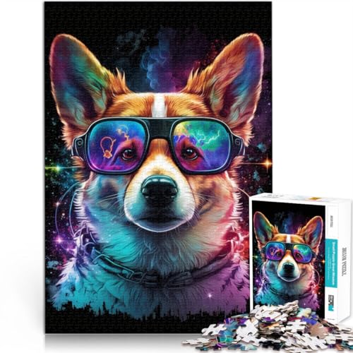 Puzzle für Erwachsene, 1000 Teile, Corgi mit Brille, Quizspiel, Herausforderung für die Gehirnintelligenz, süchtig machendes Spielzeug, 26x38cm, für 14-Jährige von SYUNFEI